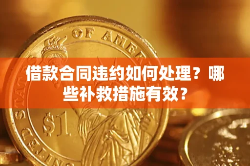 武汉借款合同违约如何处理？哪些补救措施有效？